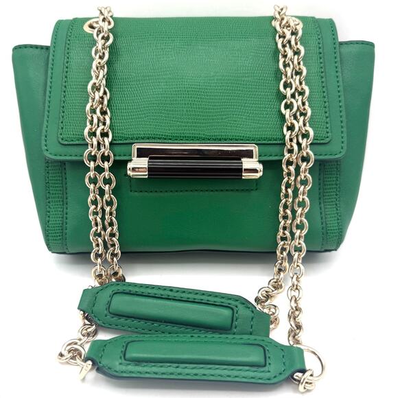 Diane von Fürstenberg DVF 440 Mini Shoulder Bag Emerald Green Leather Chain - Picture 1 of 16